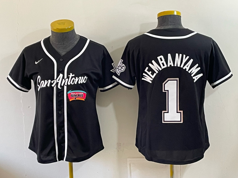Youth San Antonio Spurs #1 Wembanyama black Nike 2026 NBA Jersey 1019025->women nba jersey->Women Jersey